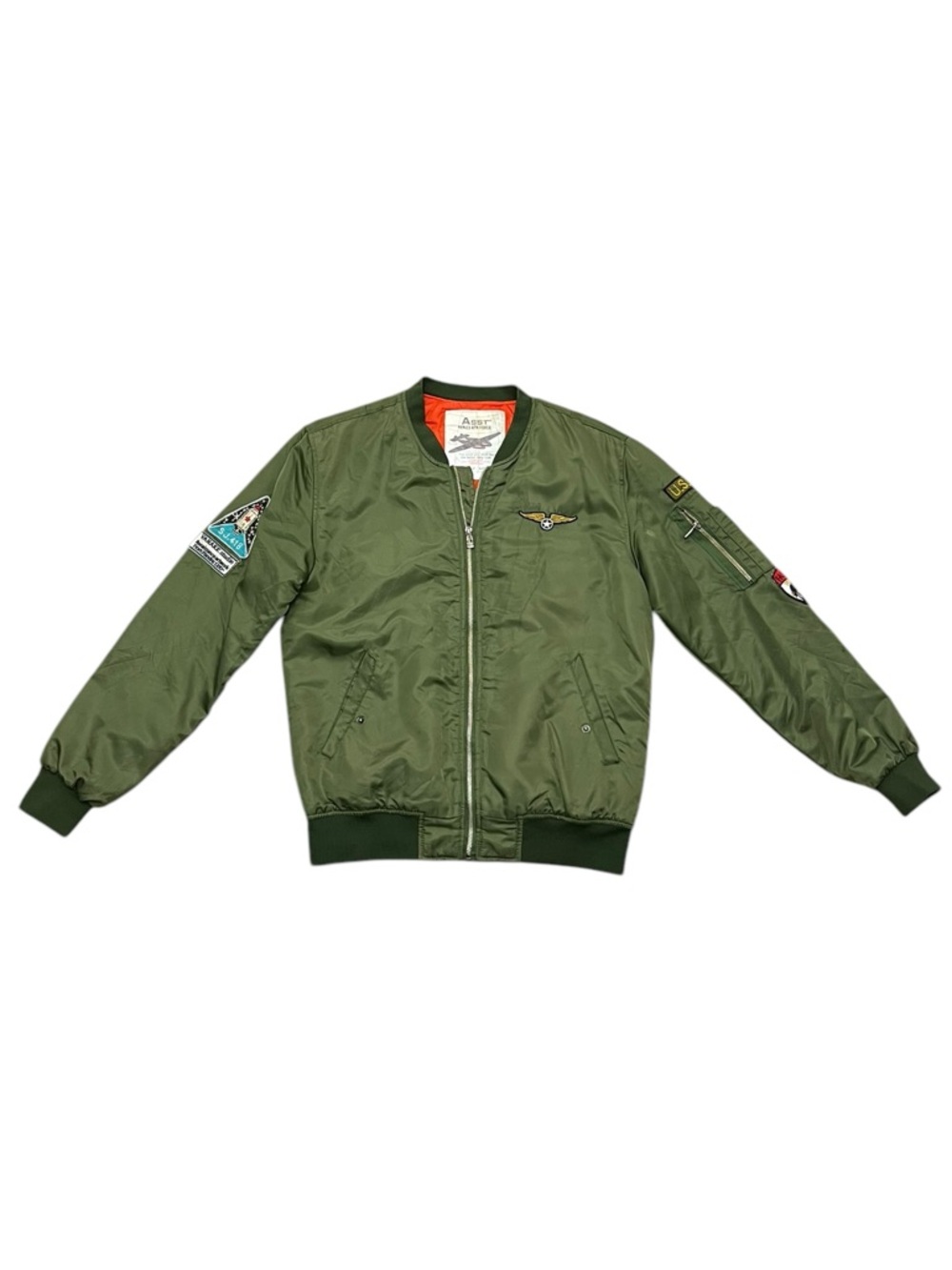 Men’s Vintage ASST Series “Air Force” Bomber Jacket Green Nylon Y2K